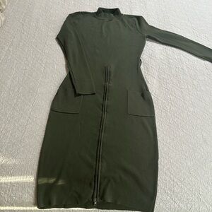 Used, Beautiful olive green mock neck midi sweater dress.